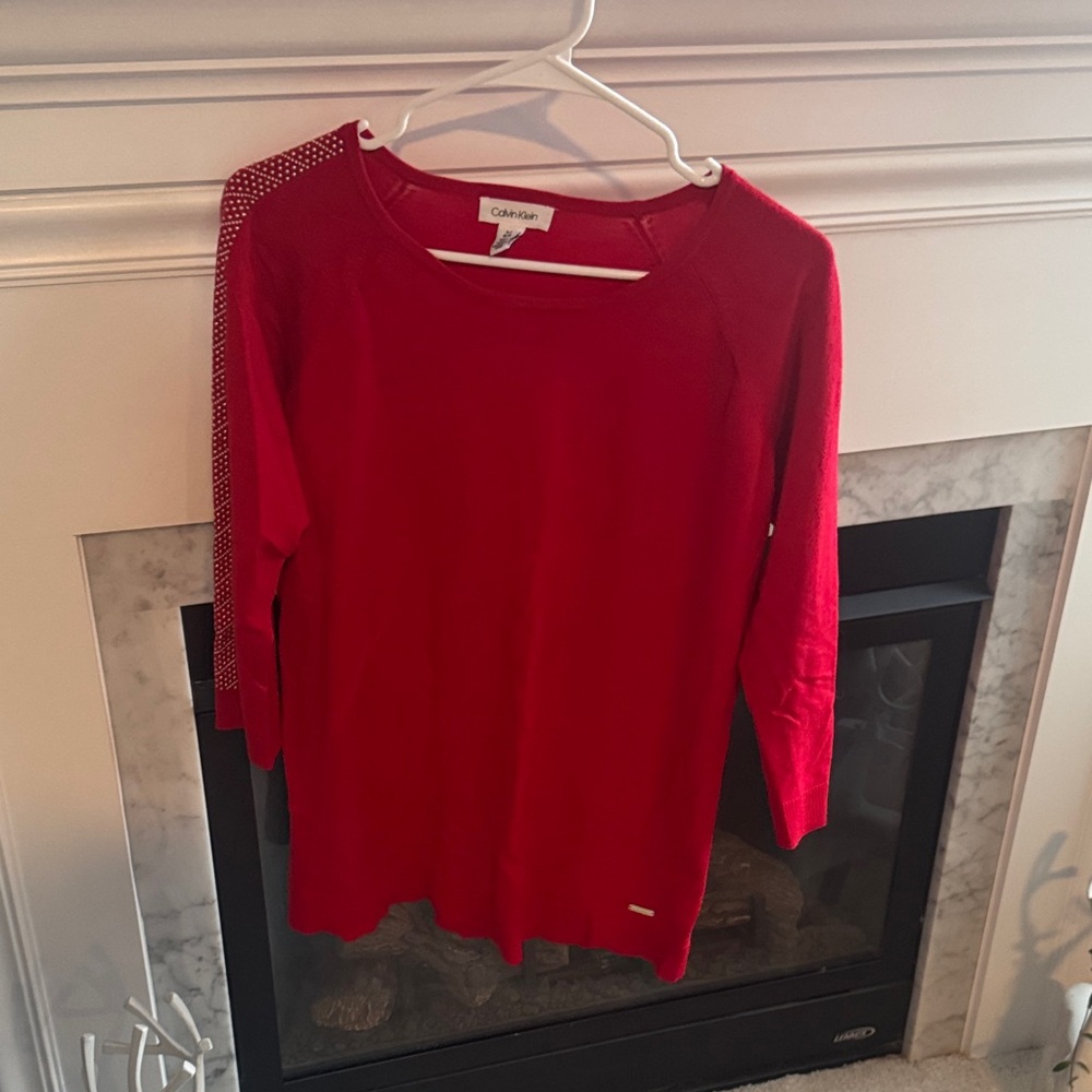 Calvin Klein Bold Red Long Sleeve Top